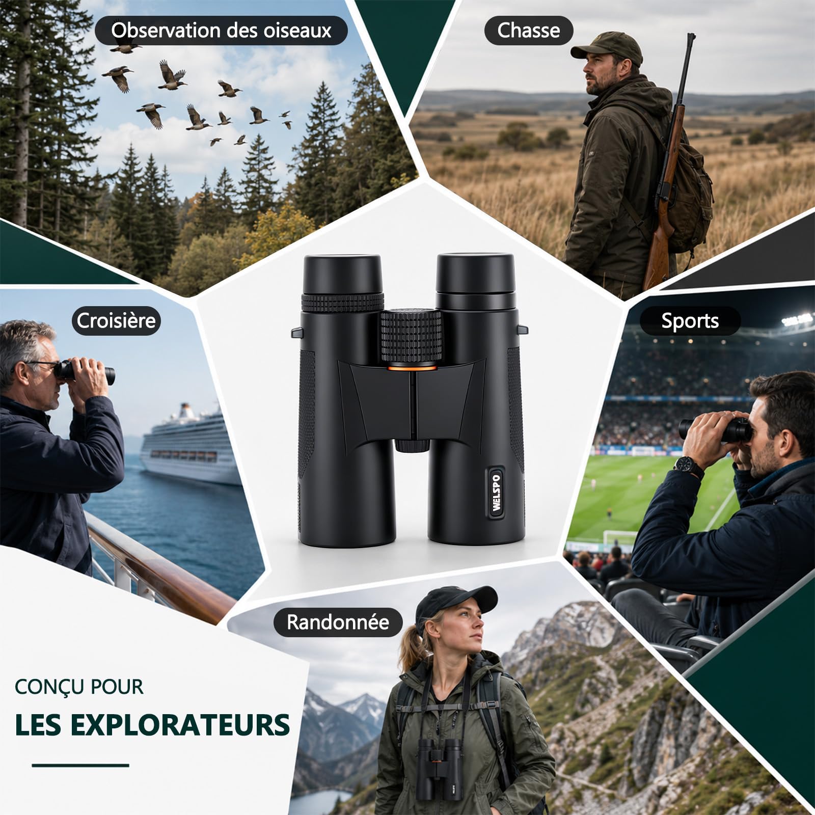 WELSPO Jumelles étanches pour l'observation des oiseaux et les voyages