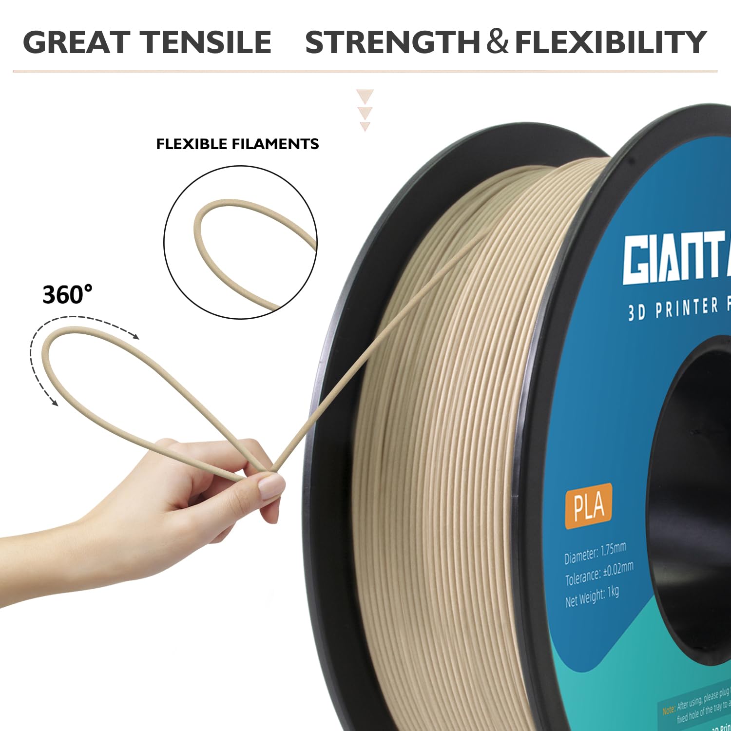 Filamento PLA 1,75 mm, GIANTARM Filamento per stampante 3D in PLA Legno 1 kg Bobina