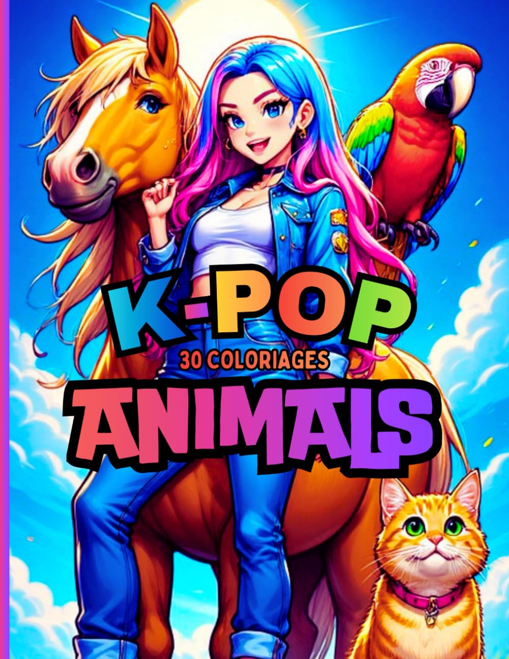 K-POP ANIMALS - 30 Coloriages d'Idols et animaux trop mignons: Cahier de coloriages pour fans de Kpop, Anime, Manga et Animaux - 5 ans et +