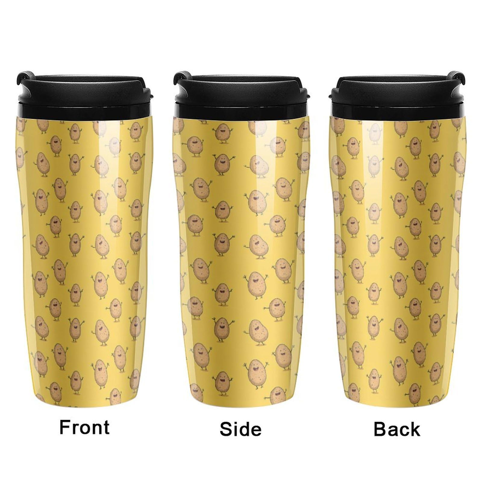 Tasse à café de voyage, isotherme réutilisable pour l'extérieur, motif pommes de terre mignonnes, parfaite pour les boissons chaudes ou froides, écologique et durable