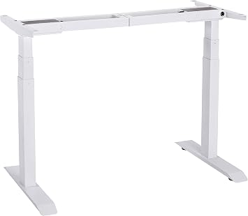 UNICOO Electric Stand Up Desk Adjustable Frame - Dual Motor, 3 Stage Lifting, 4 Memory Keypad, Gray - Fits Top Size 43-78.7x23.6-31.5 inches, Max Load 264lbs White