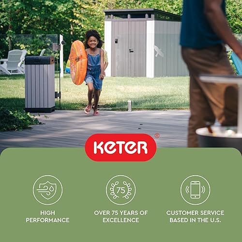 Vista 14 de Keter Rockford - Bote de basura de resina de 38 galones para cocina al aire libre con tapa y bandeja de goteo para una fácil limpieza, perfecto