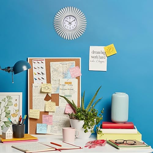 Miniatura 5 de Reloj de pared de cocina, reloj de pared plateado con forma de estrella de estallido, funciona con pilas, reloj de pared decorativo moderno de 10