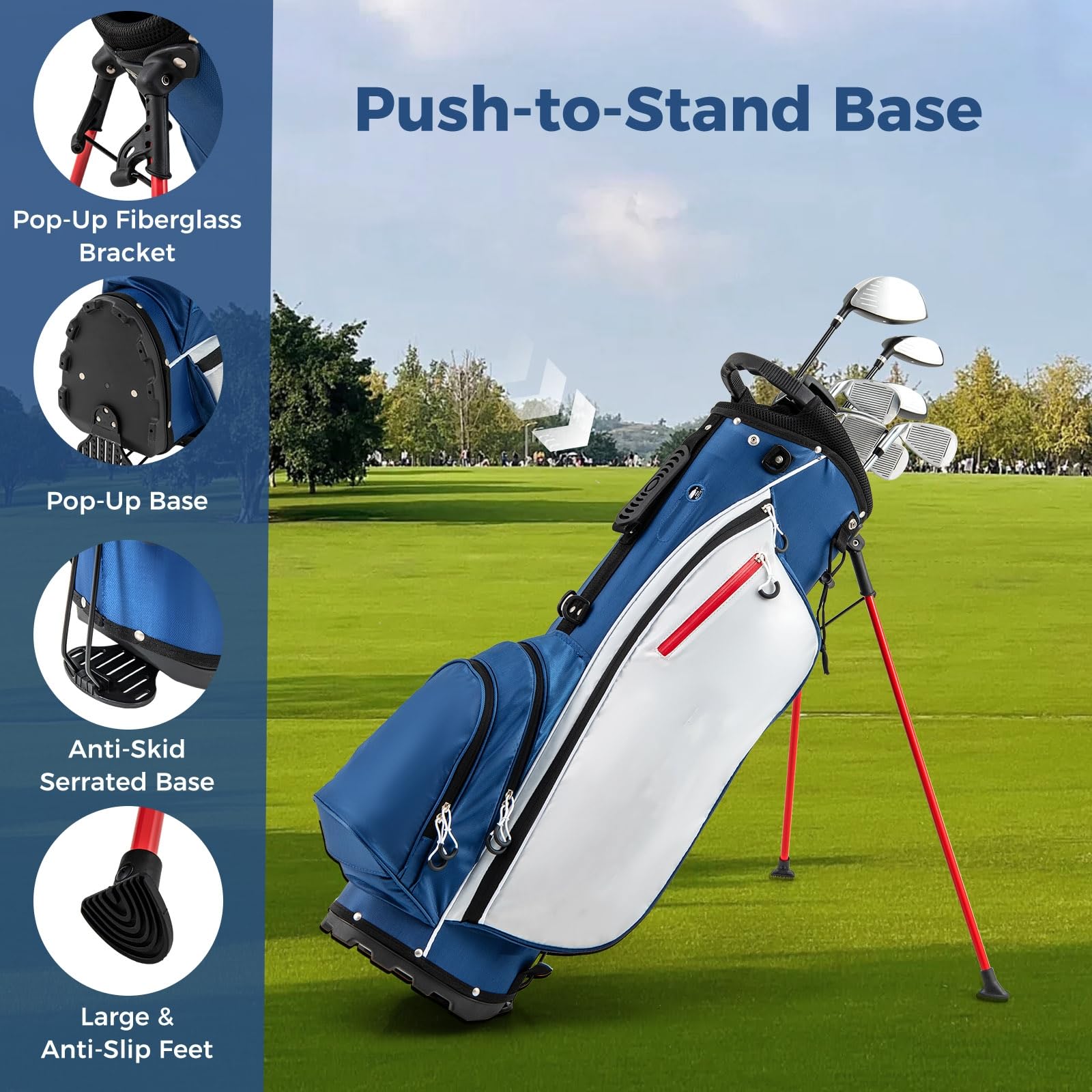 LIFEZEAL Komplettes Golfset für Herren, Golfset tragbar rechts, Tasche mit 7 Fächern, Putter, 3 Holz: Driver #1, Fairway #3, Hybrid #4, 5 Nadeln: #6, #7, #8, #9, Pitching Wedge