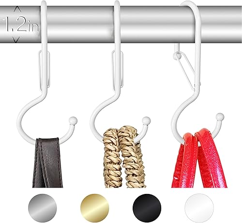 Miniatura 87 de Paquete de 10 ganchos de metal en forma de S para colgar, gancho resistente en forma de S con hebilla de seguridad, se adapta a barras de hasta 0.6