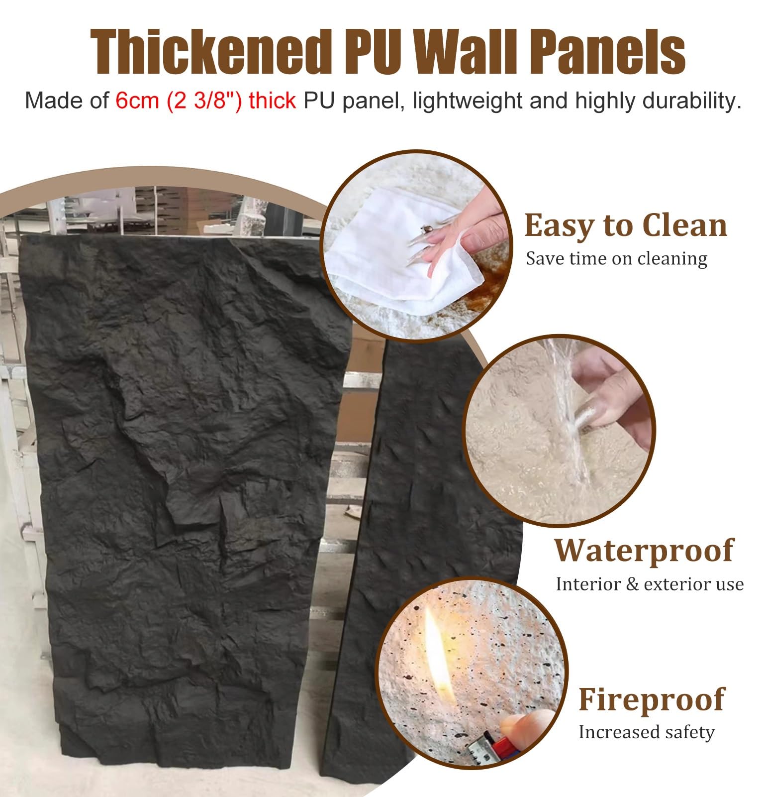 Pannello murale in finta pietra 3D per esterni e interni, rivestimento decorativo per camino e rivestimenti
