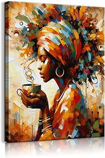 Black Woman Wall Art African American Wall Decor Coffee Girl Poster Prin...