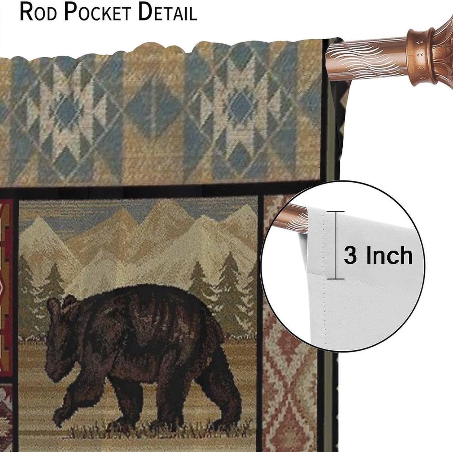 Vintage Western Cabin Lodge Curtains - Retro Rustic Farmhouse Country Wildlife Bear Deer Leaves Thermal Insulated Blackout Curtains - Rod Pocket Window Treatment Drapes for Bedroom 2 Panels 45L x 21W