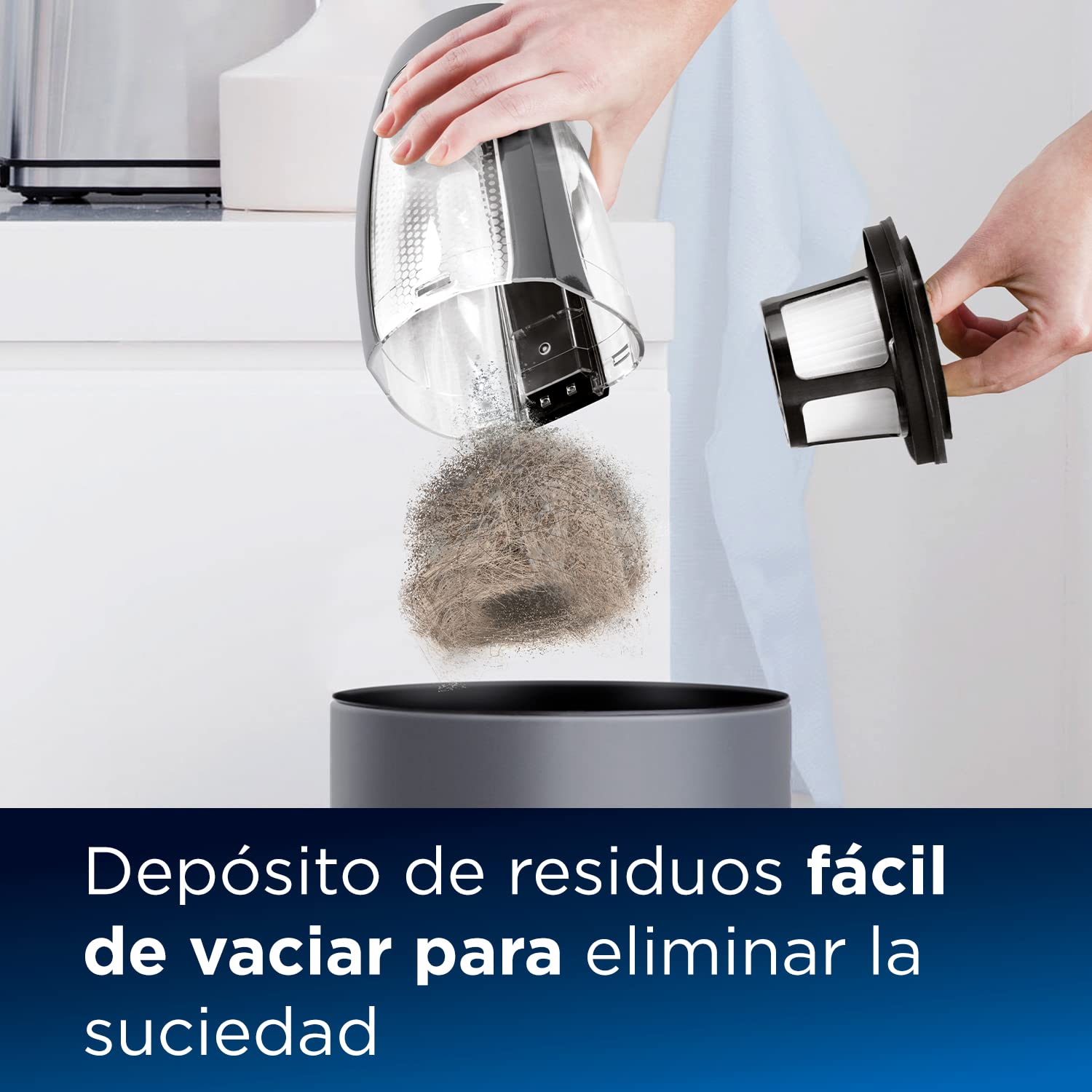 Bissell Pet Hair Eraser, Aspirador de Mano Sin Cable, Cepillo Giratorio, 14.4V, Combate el Pelo de Mascota y la Suciedad, para Sus Escaleras, Tapicerías, Coches y Alfombras, 68dB, Negro, 2278N