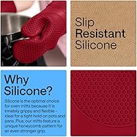 Vista 37 de GORILLA GRIP - Juego de guantes de horno de silicona suave sin BPA, guantes de cocina resistentes al calor e impermeables, forro de algodón grueso