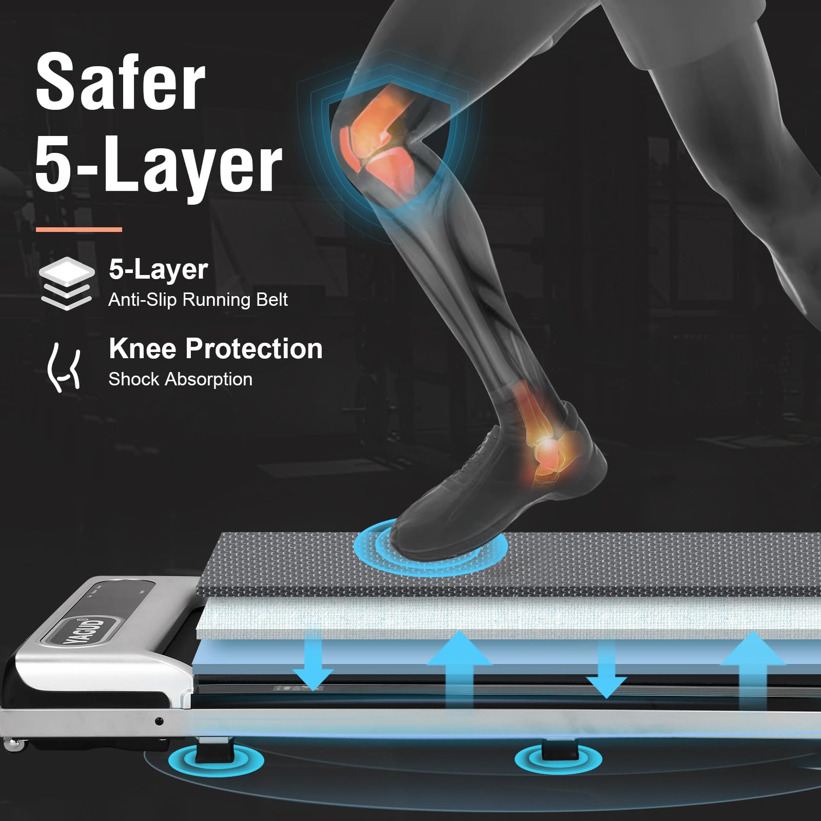 Laufband für Zuhause klappbar, Untertisch-Laufband, 2,5 PS Walking Pad mit Fernbedienung und LED-Display, tragbare Untertischunterlage für Zuhause/Büro | Untertisch-Laufband, LED-Display, Fernbedienung
