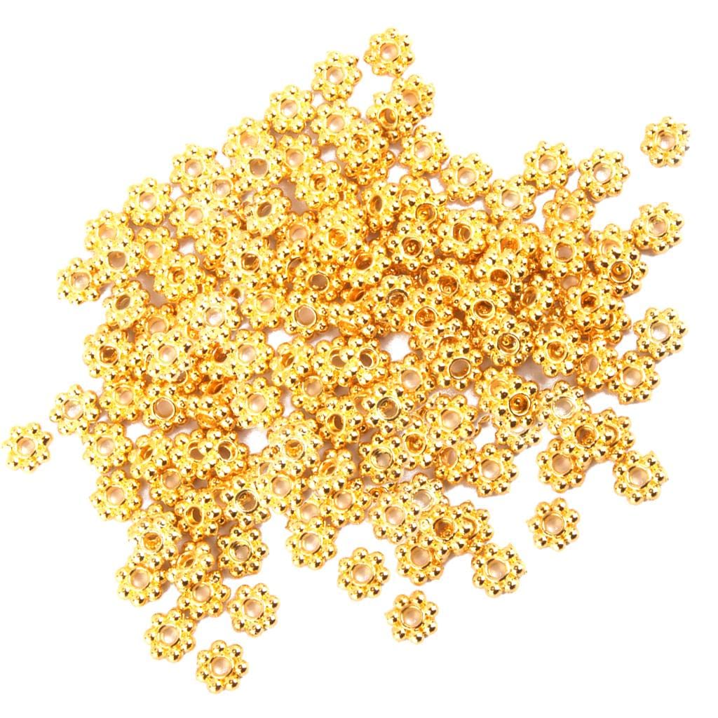 SNAPPSY 2 x 100pcs Small Snowflake Spacer Beads Gold Jewelry Making DIY 5mm x 2mm-image-18