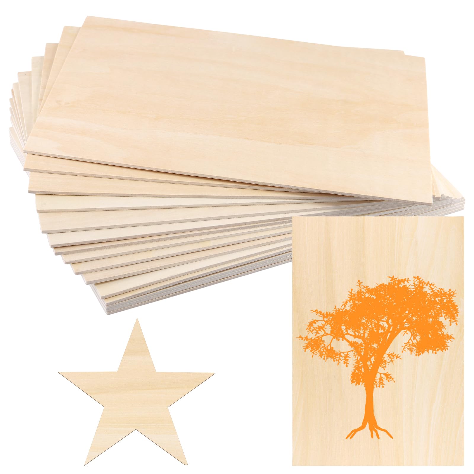 SOUJAP 15 PCS A4 Plywood Sheets, 3mm Unfinished Basswood Sheet, 210x297mm Thin Wood Boards for DIY Craft Painting