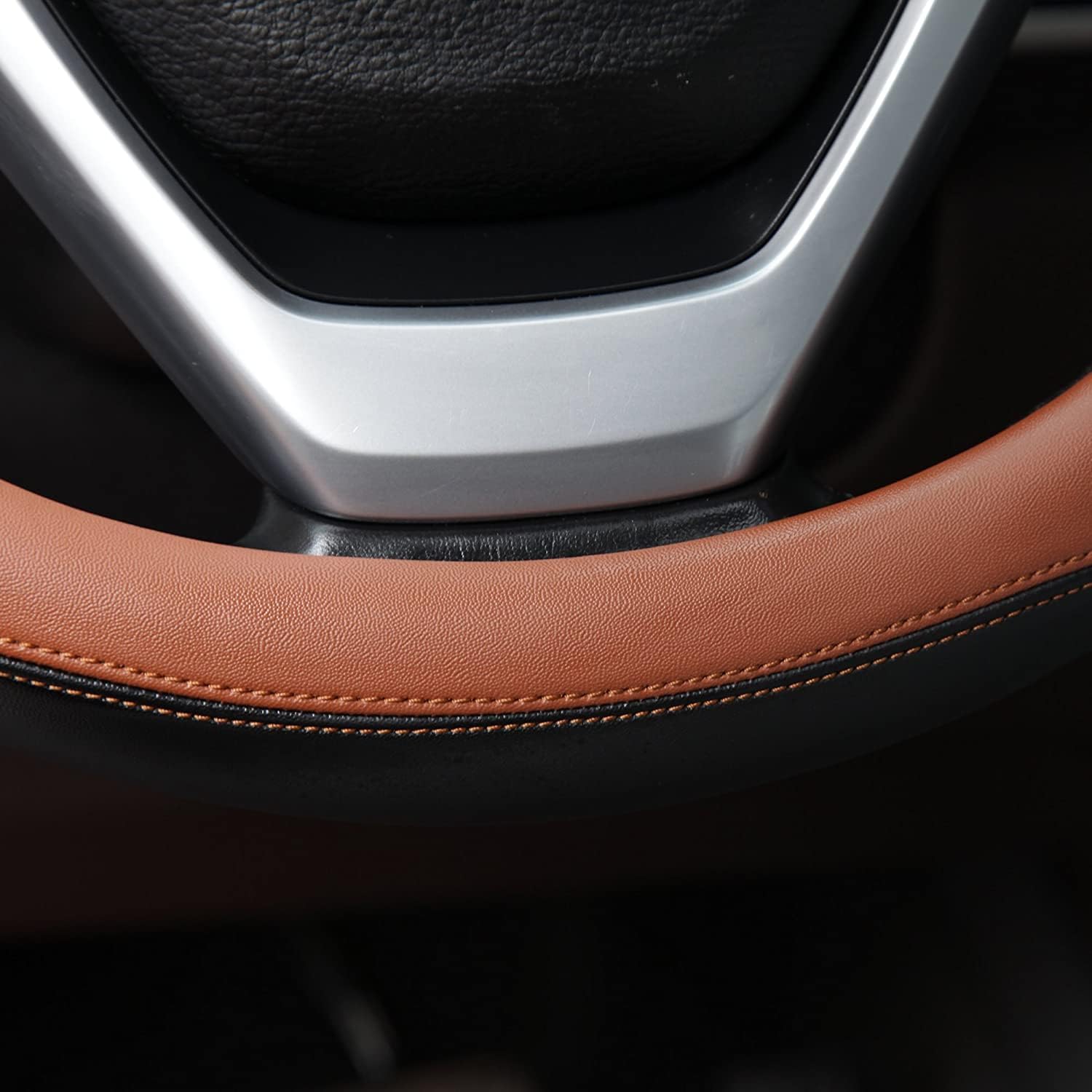 Microfiber Leather Steering Wheel Covers Universal 15 inch (Brown