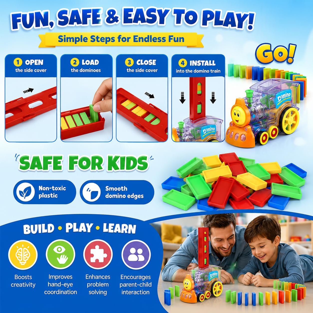 Reva Selects Domino Train Set - Kids Building Toy -5 Reva Selects Domino Train Set - Kids Building Toy -5
