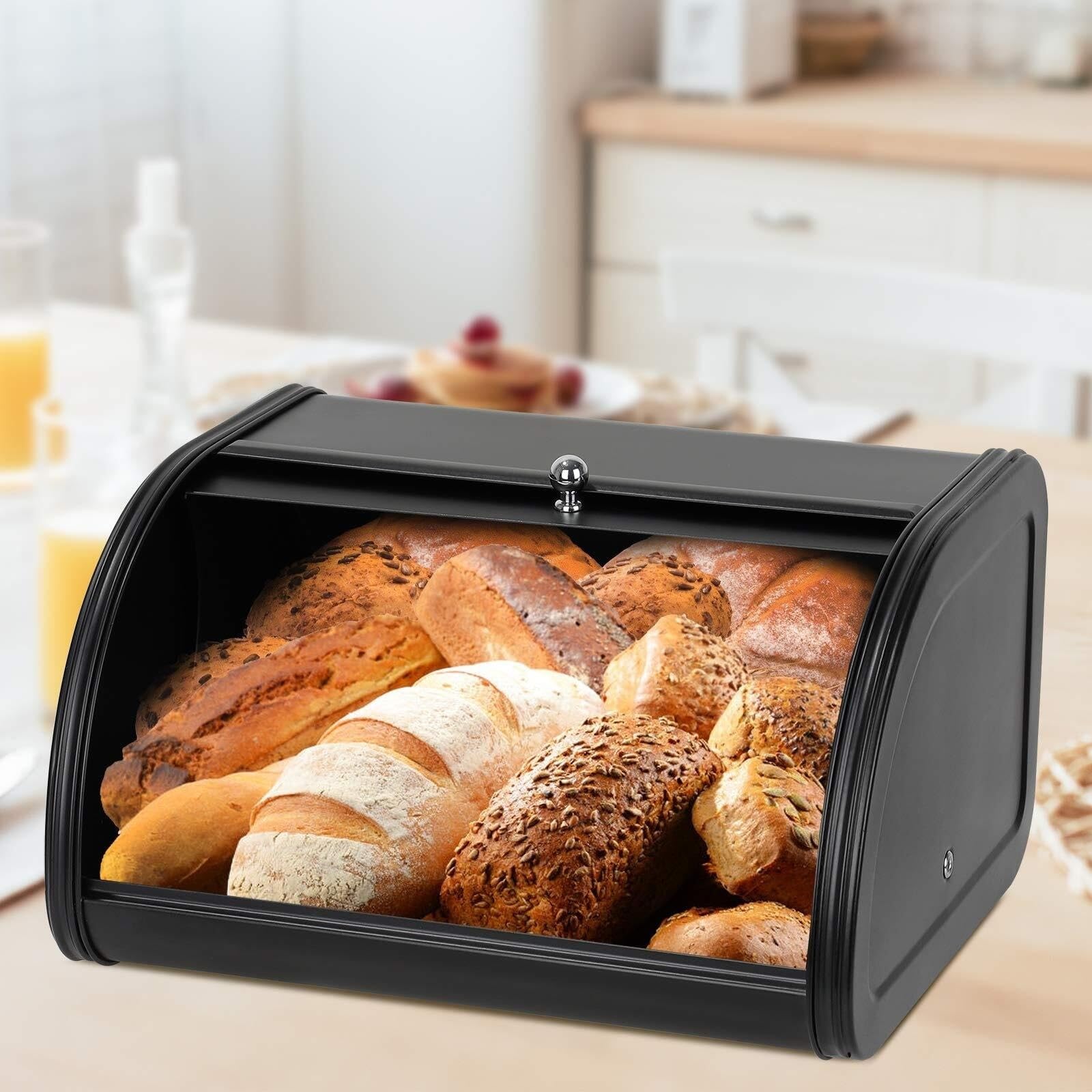 ブレッドケース 金属製パン箱 カウンタートップパン収納 ロールトップ