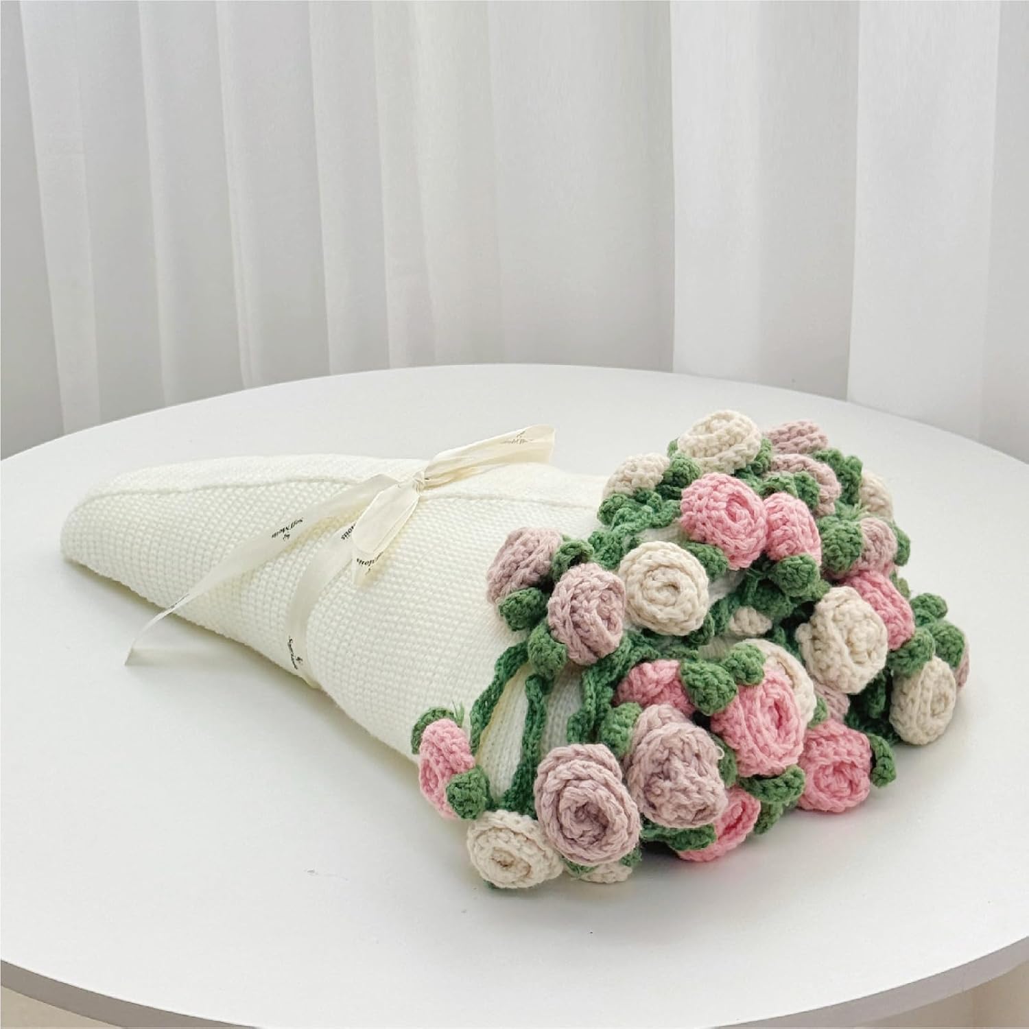 Crochet Rose Flower Bouquet Blanket, Handmade Throw Blankets, Romantic Gift for Friend Birthday, Valentine, Wedding Anniversary, Mother's Day (Multicolored Rose, 39 inches)