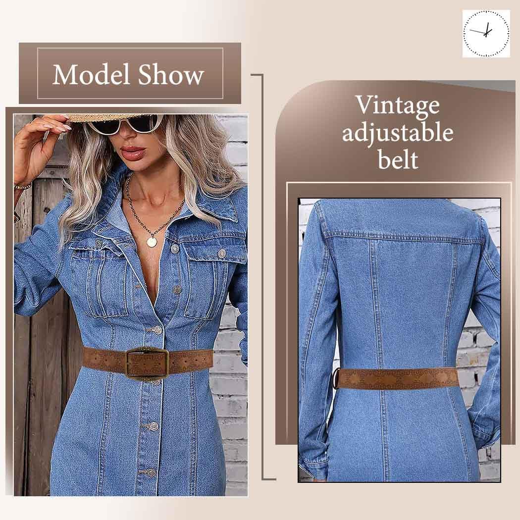 Bounzhi Western Belt for Women Cowboys Cowgirls Leather Belt Vintage Country Belts for Jeans - Image 6