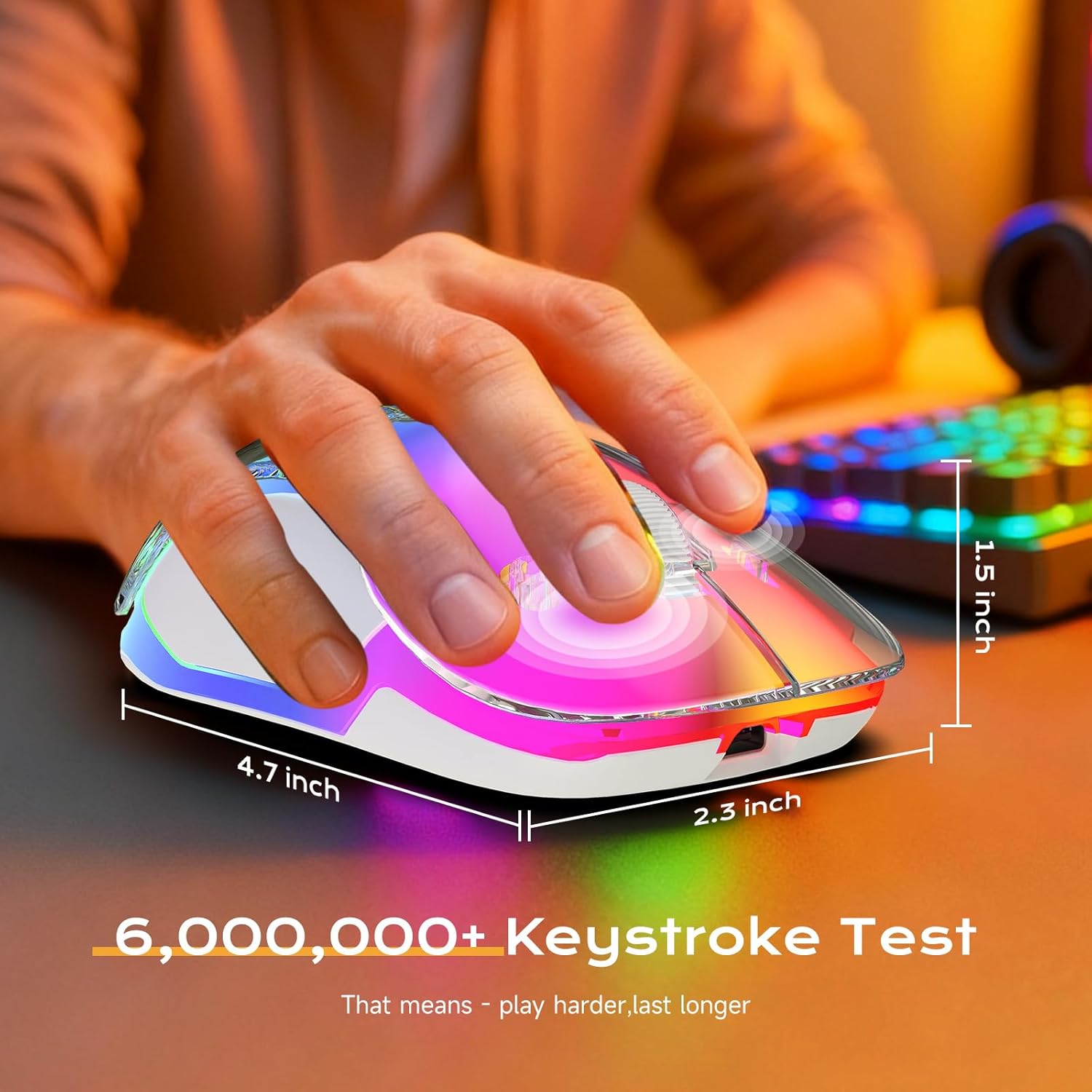 memzuoix 2.4G LED Wireless Mouse, Rechargeable Ergonomic Mouse with Detachable Cover, 1400 DPI Portable Optical Computer Mouse with USB Receiver for Laptop, PC, Desktop and MacBook, 5 Buttons