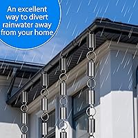 Vista 2 de RainChains Pacific Channel - Cadena de lluvia de aluminio negro de 8.5 pies para canalones, cadena decorativa