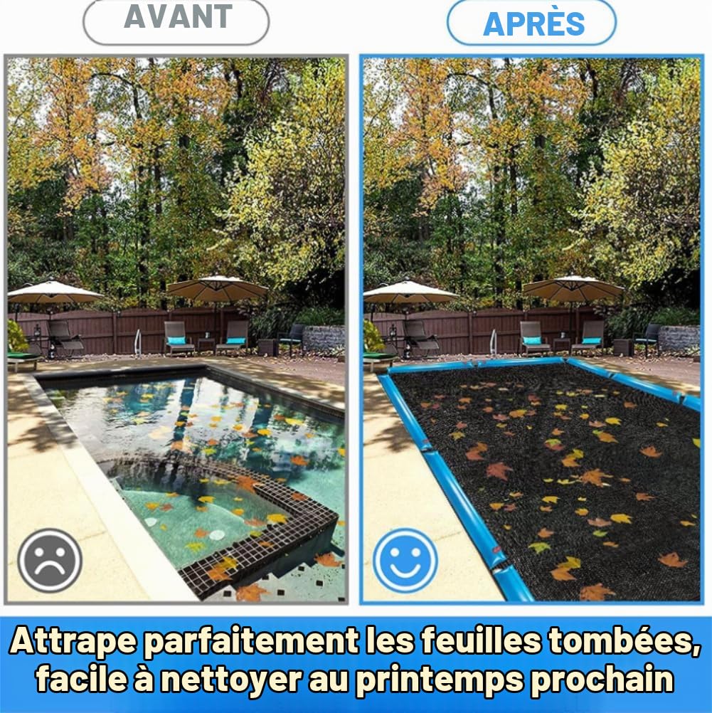 Filet de Protection Piscine 5x10m/6x12m Bâche de Protection Piscine Enterrée et Hors-Sol, Maille Fine, Résistant aux intempéries et aux UV Couverture Piscine de Hivernage pour Extérieur (5x10m)