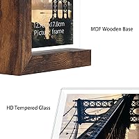 Vista 2 de Lavezee Juego de 2 portarretratos de 5 x 7 pulgadas, portarretratos de doble cara con soporte vertical horizontal rústico en forma de L para fotos
