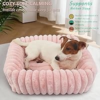 Vista 2 de Cute Small Dog Beds for Small Dogs Girl and Cats Washable,Rectangle Cat Bed with Sides Orthopedic Soft Cozy Calming Sleeping Puppy Beds Pink Pet