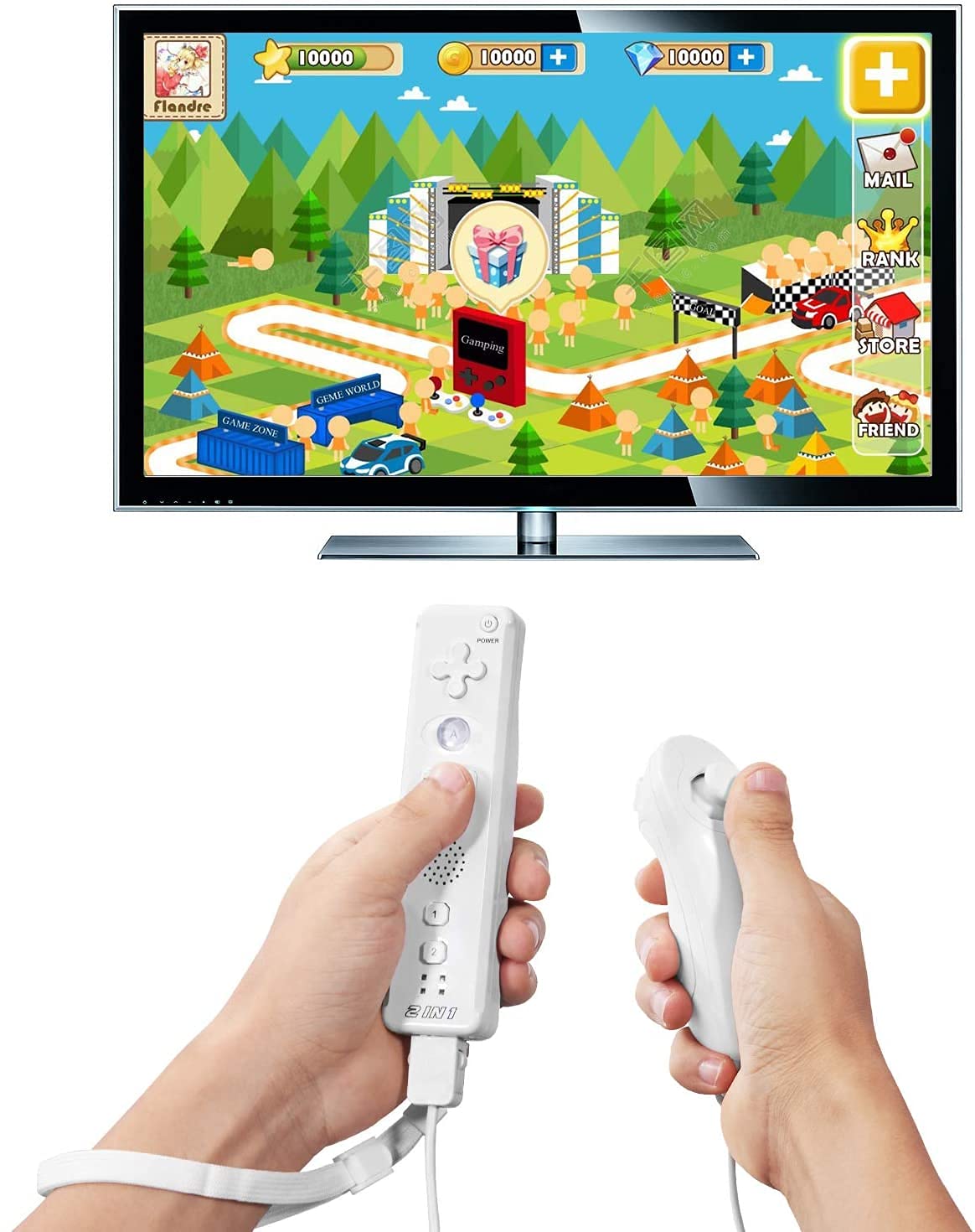 MODESLAB 4 Pack Wii Nunchuck Controller, Nunchuk Controllers Replacement Remote Joystick Gamepad Controller Compatible with Wii Wii U Console(White+Black)