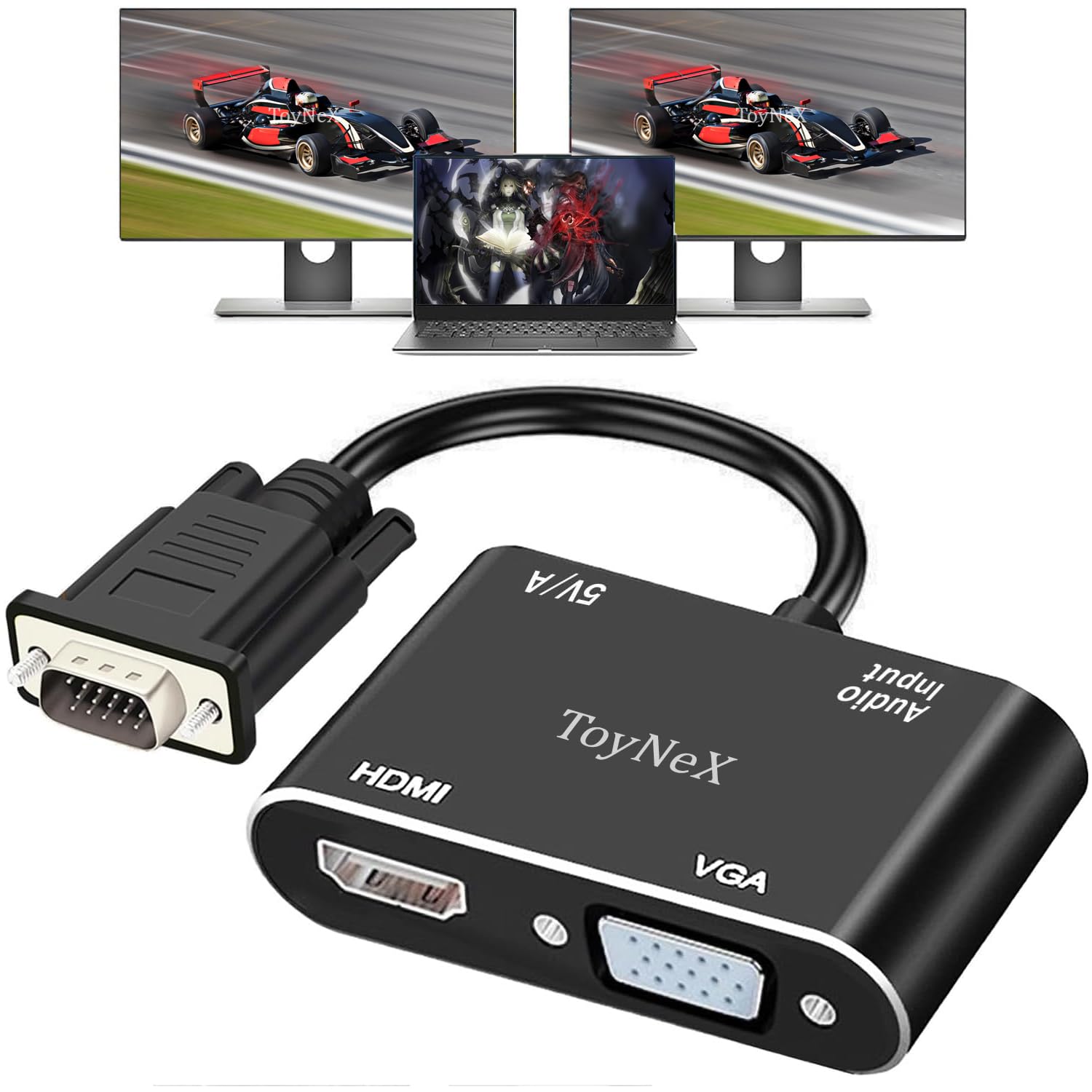 VGA to HDMI+VGA Adapter for Dual Monitors, VGA to HDMI Adapter Splitter 2 in 1,1080P@60HZ Full HD Display Video Converter for PC Laptop Link Monitor/HDTV/Projector (for Windows & MaK os).-image-17