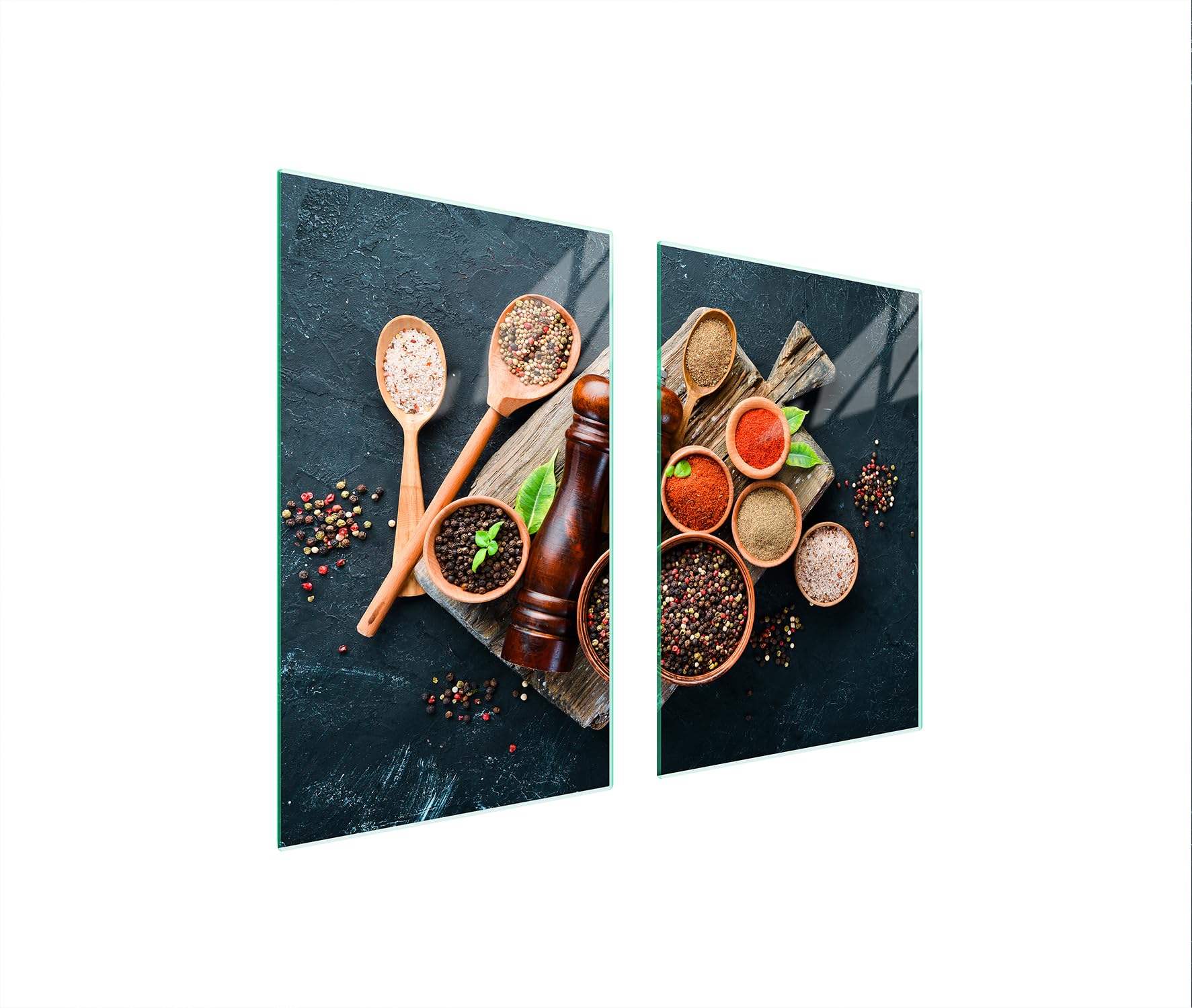 TMK ArtDeko Plaque de protection universelle pour plaque de cuisson 65 x 52 cm 2 pieces Protection contre les éclaboussures Planche a découper en verre trempé Décoration, Épices