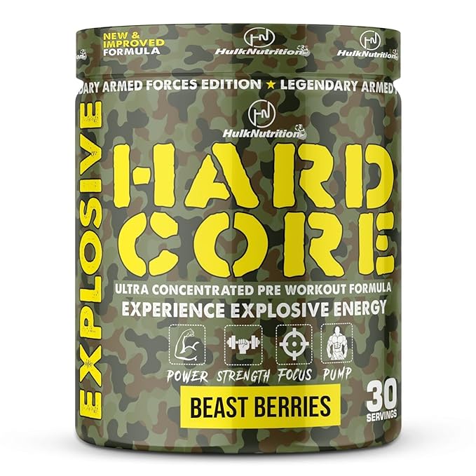 Hulk Nutrition Preworkout | Lean Muscles Building | Strength | Mental Focus | Energy | Powerful Pumps | Next Generation Preworkout Formulation with Creatine Monohydrate, Beta Alanine, AAKG, Vitamin C & Caffeine - For Men & Women [30 Servings, Beast Berrie