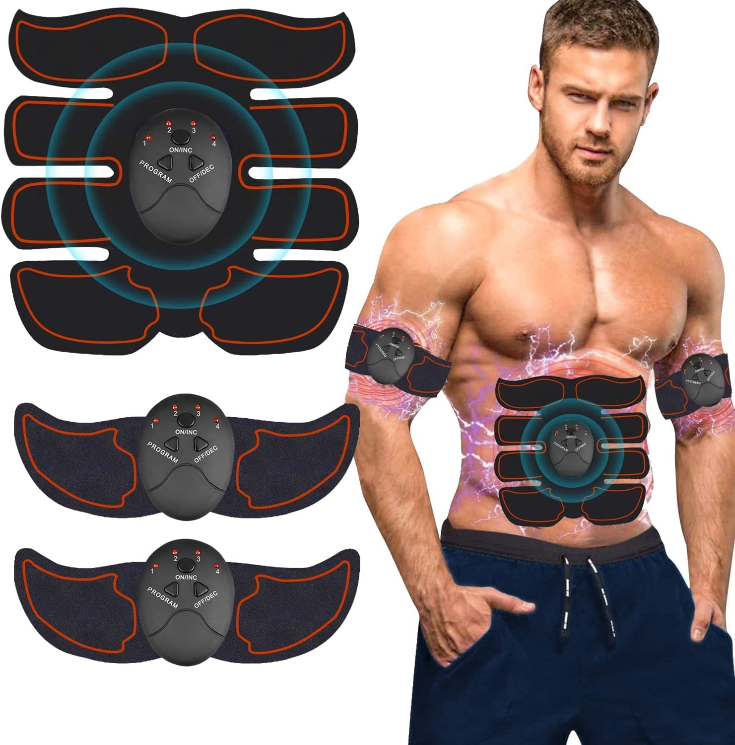 SYOSIMuscle Trainer Instrument, Abs Stimulator Abdominal, Muscle Toner Electronic Toning Belts, EMS Workout Home Fitness Device, Quick and Effective Abdominals Toning Belt, 1 Pcs