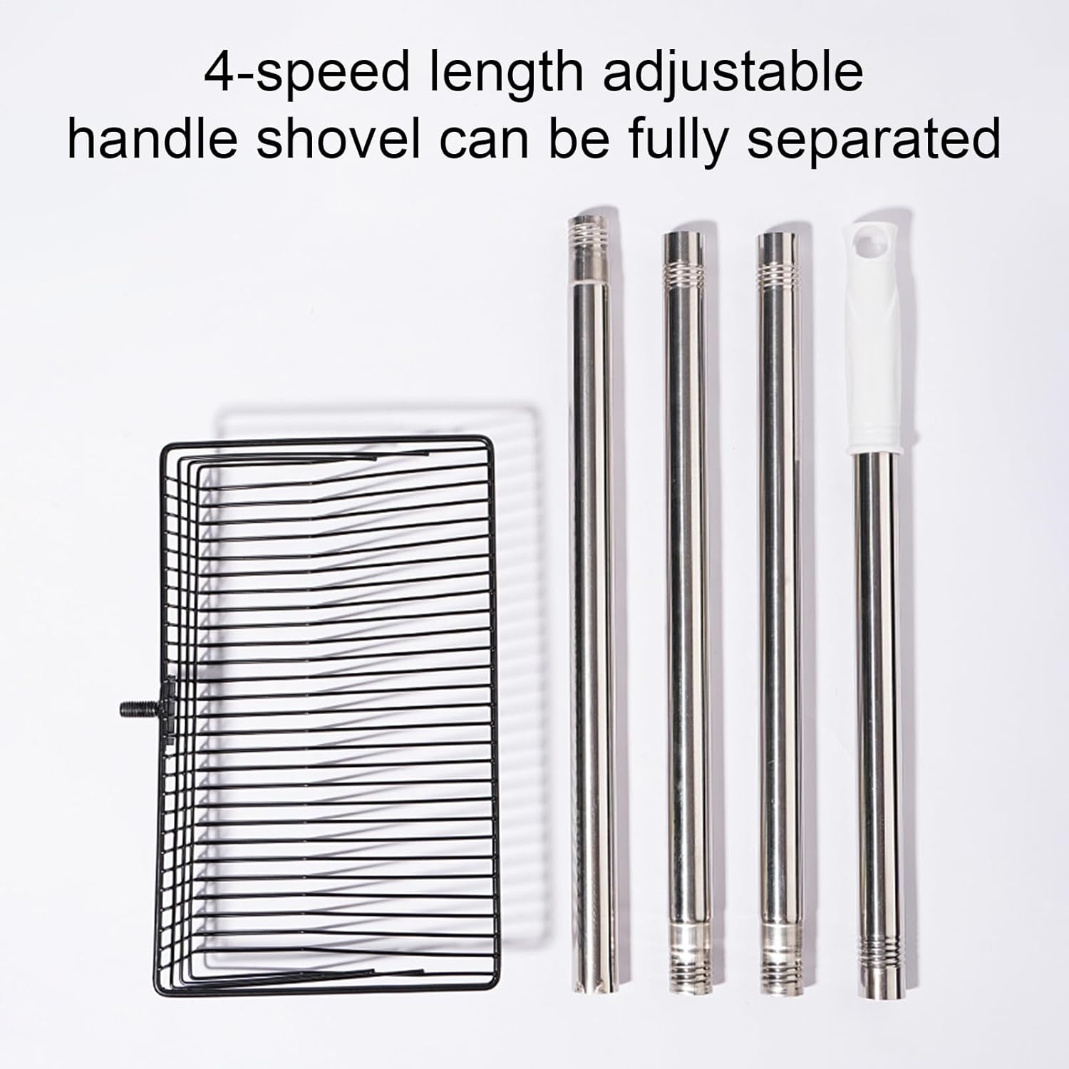 Metal Chicken Poop Scooper with 54" Detachable Long Handle, 9.8" Wide Chicken Coop Scoop Cleaning Tool, Multifunctional Litter Sifting Shovel Chicken Coop Accessories