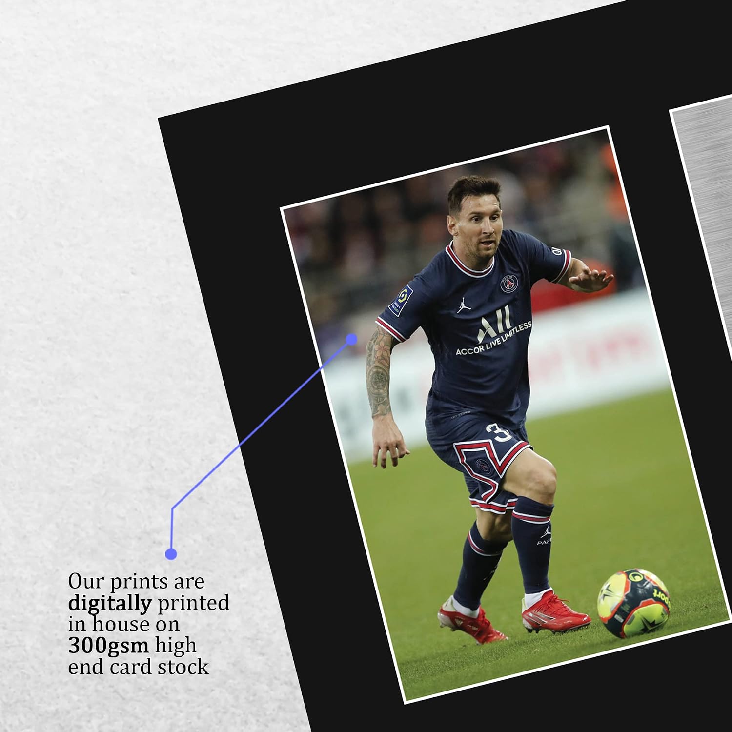 HWC Trading Lionel Messi Paris Blue and Reds Gifts Printed Signed Autograph Picture for Soccer Fans and Supporters - US Letter (ID-008388)