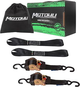 MOTO4U 2" x10 Retractable Ratchet Tie Down Straps Heavy Duty,2 Automatic Ratchet Straps Self Retractable with 2 Soft Loops,3000LBS Max Break Strength for Motorcycle Truck Trailer Cargo Van
