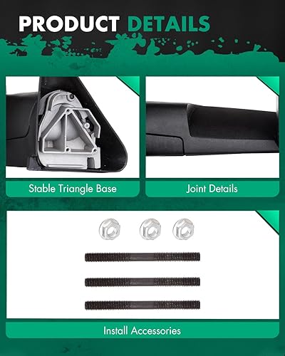 Miniatura 5 de SCITOO Espejos de remolque compatibles con Dodge 1994-2002 para Dodge para Ram 1500 2500 3500 Pickup Truck Espejos de ajuste manual, sin