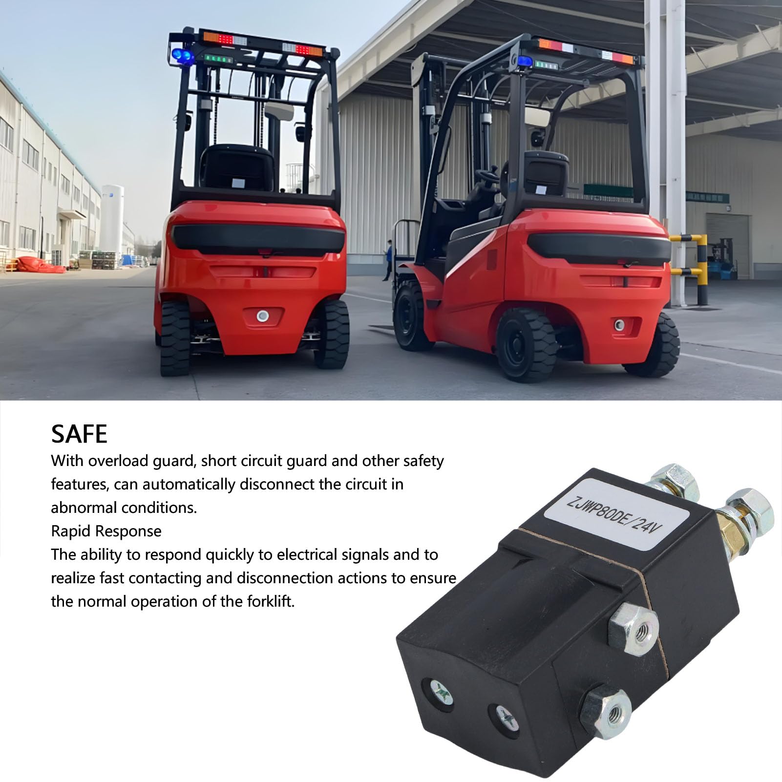 Protector de Sobrecarga del Conjunto del Contactor de la Carretilla Elevadora, Reemplazo del Contactor del Vehículo Eléctrico con Respuesta Rápida para el Mantenimiento, ABS de Latón a Prueba