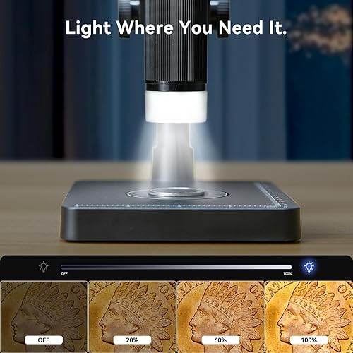 Miniatura 18 de Elikliv Microscopio, microscopio digital LCD para monedas 1000x, lupa de monedas con 8 luces LED ajustables, vista de PC compatible con Blanco