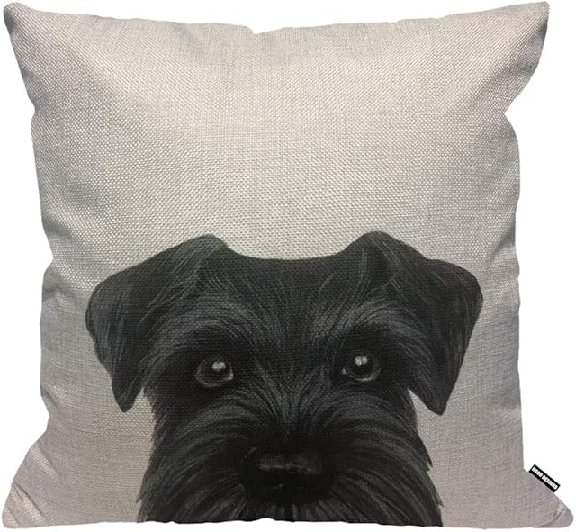 HGOD DESIGNS Cushion Cover Black Schnauzer Original Painting Dog Puppy,Throw Pillow Case Home Decorative for Men/Women Living Room Bedroom Sofa Chair 18X18 Inch Pillowcase 45X45cm