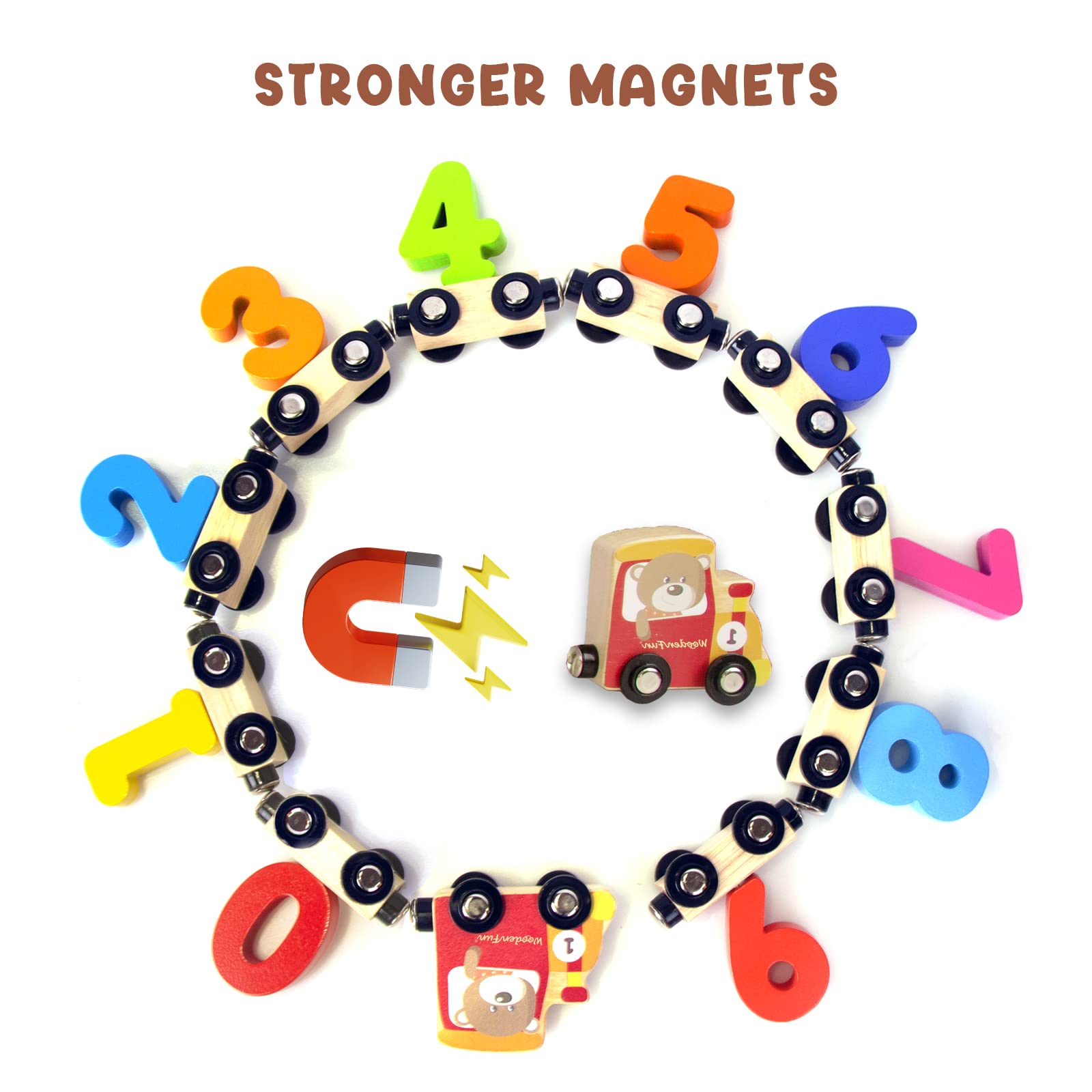 Juego de tren de números para niños de 1, 2 y 3 años, autos de juguete educativos para niños pequeños, juguetes de aprendizaje Montessori para niños y niñas (rojo) 4