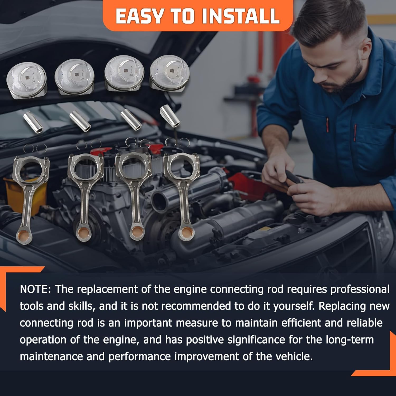 23040-2G500 Piston & Connecting Rod Kit Fits for Hyundai Sonata 2011-2013 for Kia Sorento Optima 2.4L Engine Aftermarket Parts Replace for 23510-2G540