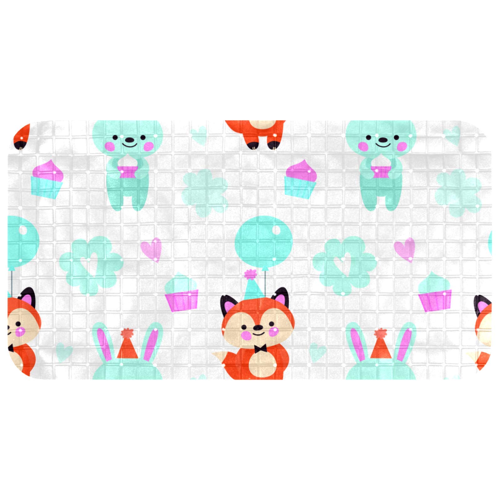 Tapis de bain antidérapant bébé 37,3x68,3 cm illustré renard et lapin