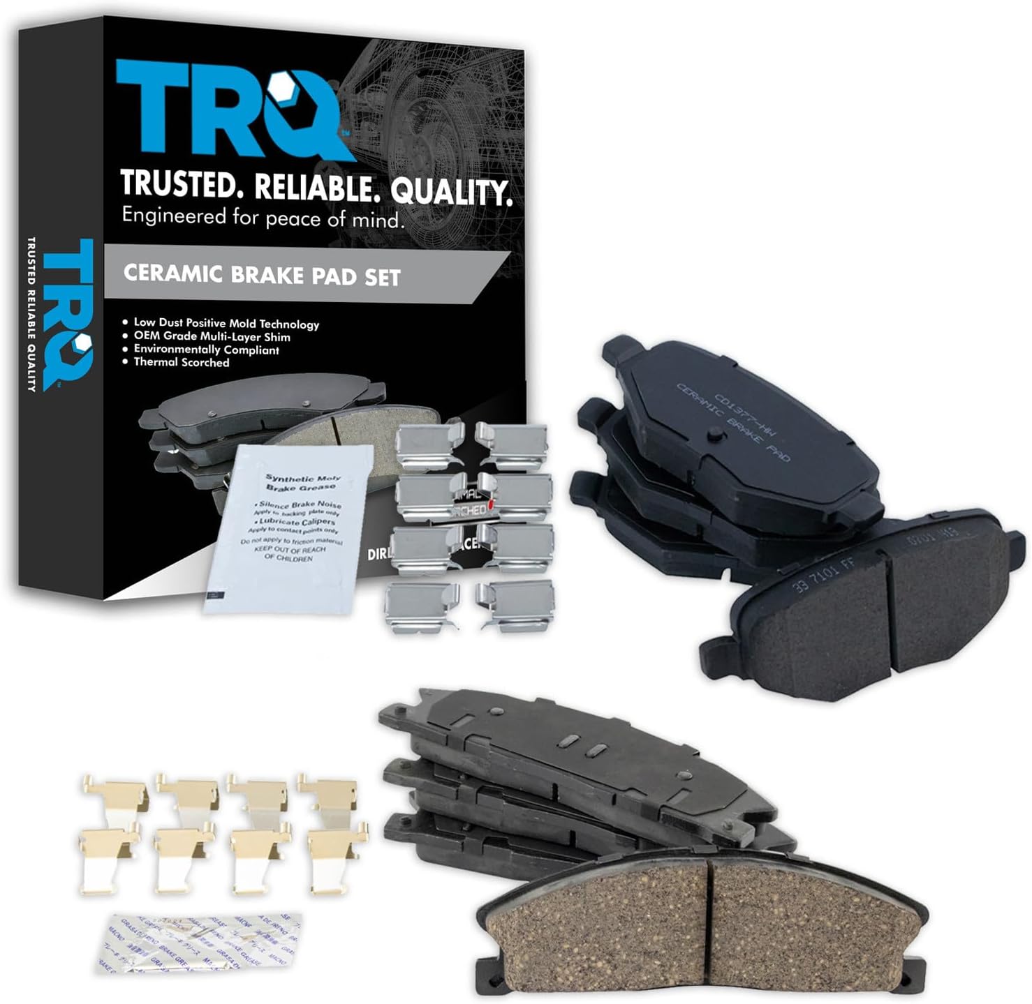TRQ Front and Rear Ceramic Brake Pads (direct-fit)