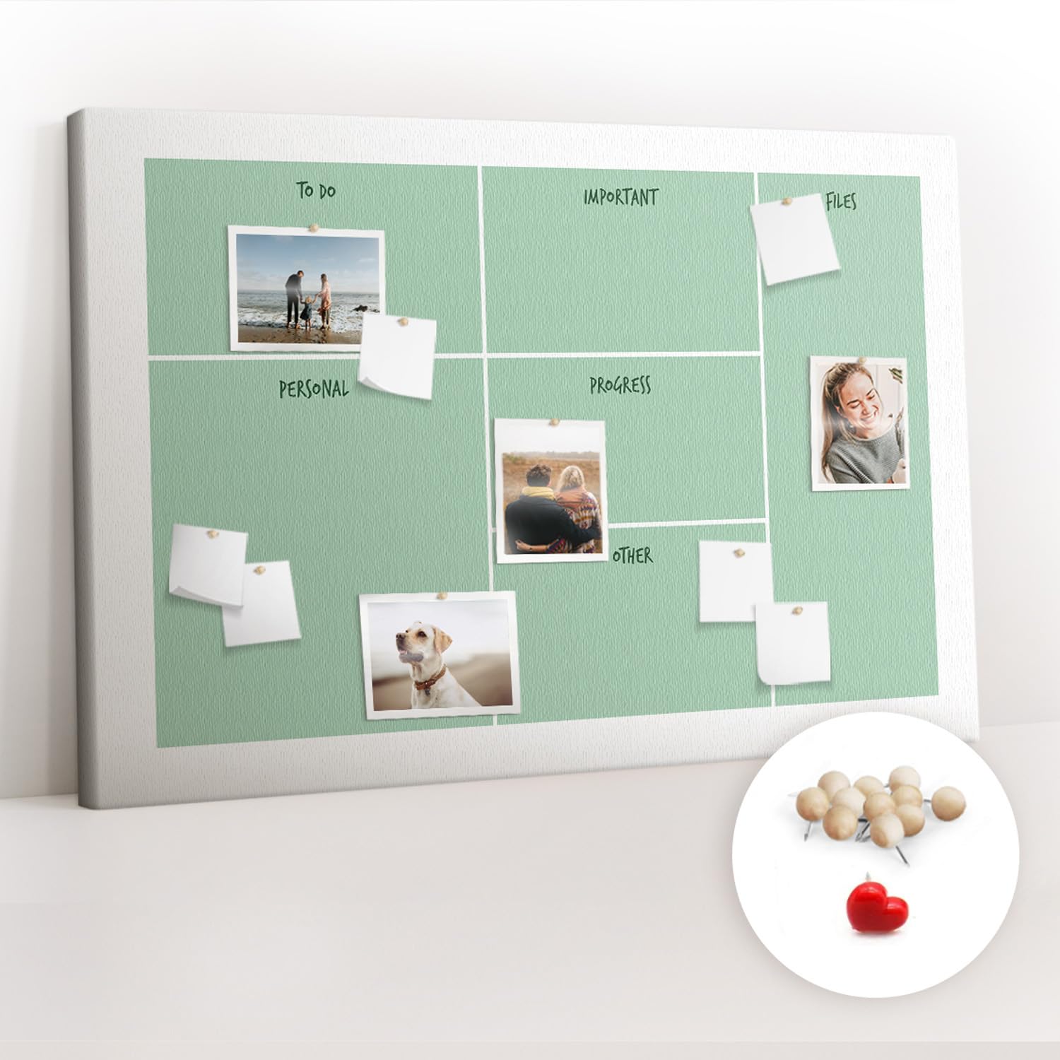 Bacheca in sughero orizzontale a parete | pannello per organizzazione ufficio home office | ideale per appunti foto idee e pianificazione - 120x80 - di legno - Organizzatore da scrivania