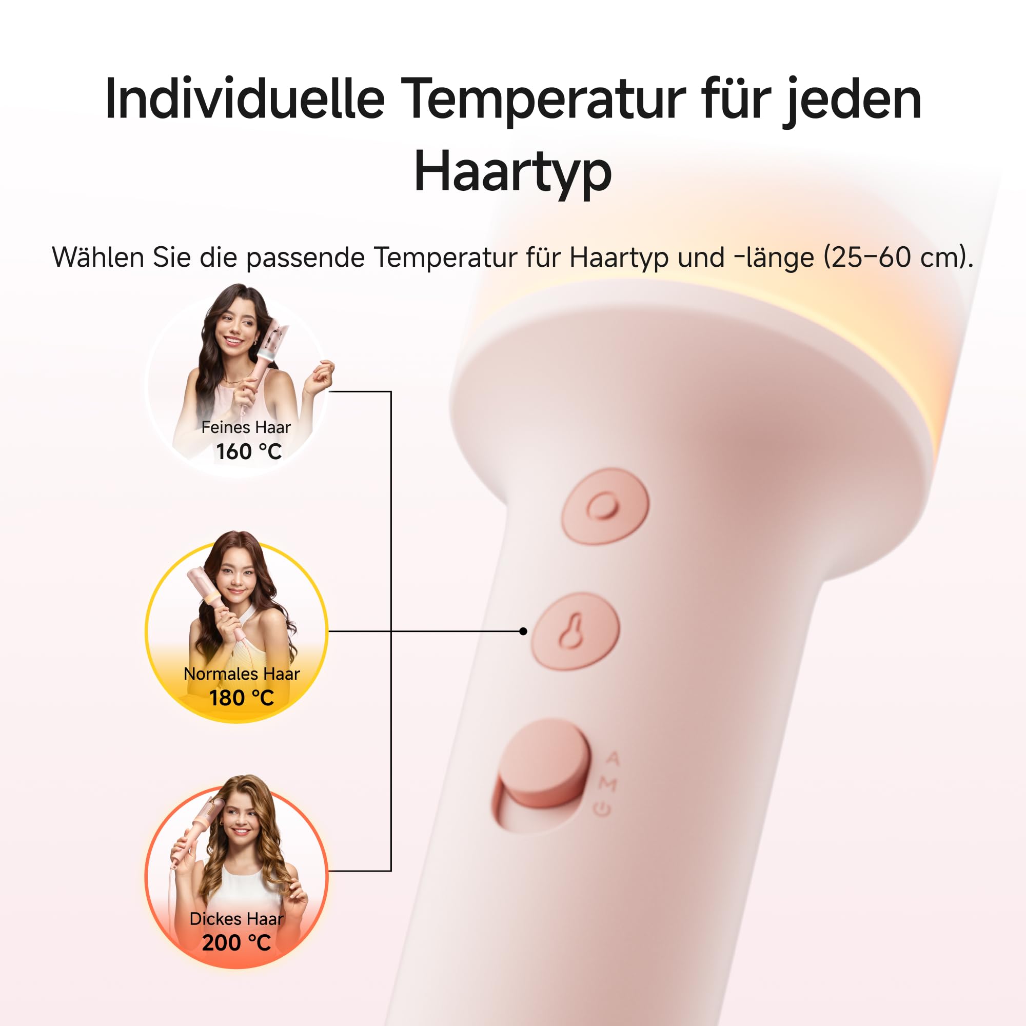 Laifen AutoCurl Lockenstab, Automatischer Lockenstyler, 32 mm, Rosa | Automatische Haarerkennung, Anti-Verheddern, Innen- & Außenlocken, 2 Modi, 200M Ionen, 3 Temperaturen, Auto-Off, Dual Voltage