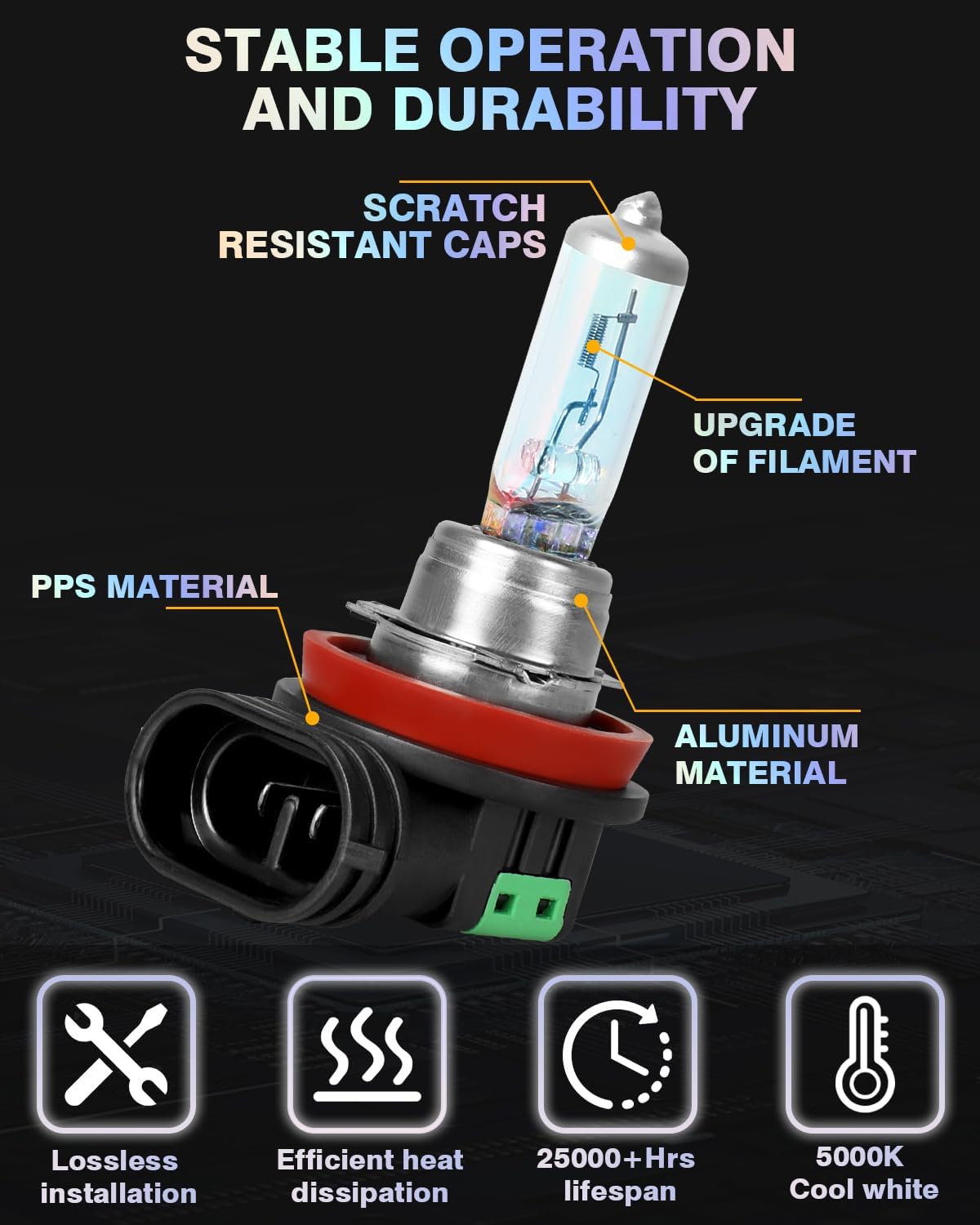 Fit For Nissan Altima 2007-2018 Headlight Bulbs, H9 High Beam+H11 Low Beam Light Bulbs+H11 Fog Light Headlamp Replacement Bulbs Combo, Plug and Play, Pack of 6