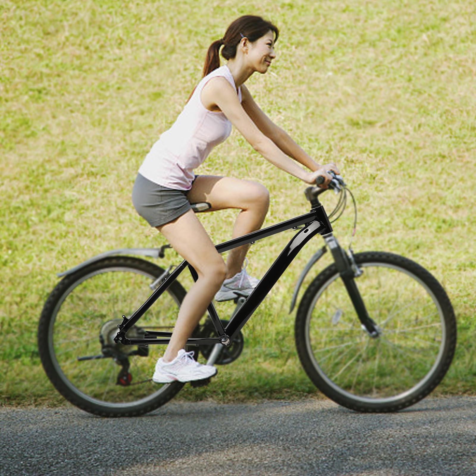 Rama rowerowa, ze stopu aluminium, 26", rama z włókna węglowego, elektrostatyczna farba do pieczenia, błyszczący bagażnik rowerowy