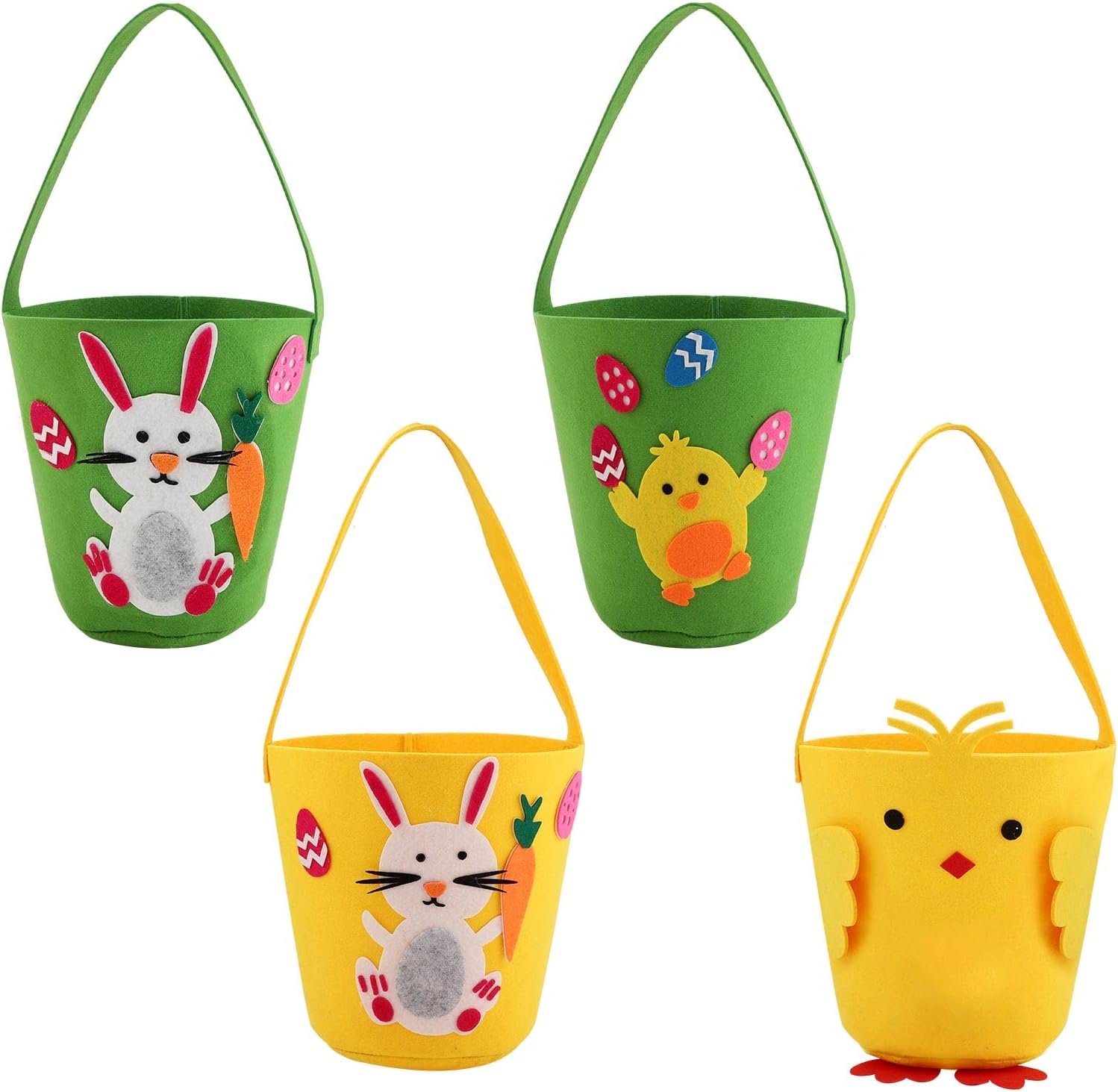 4 Pcs Easter Egg Hunt Baskets Easter Bunny Bags Chick Bag for Eggs