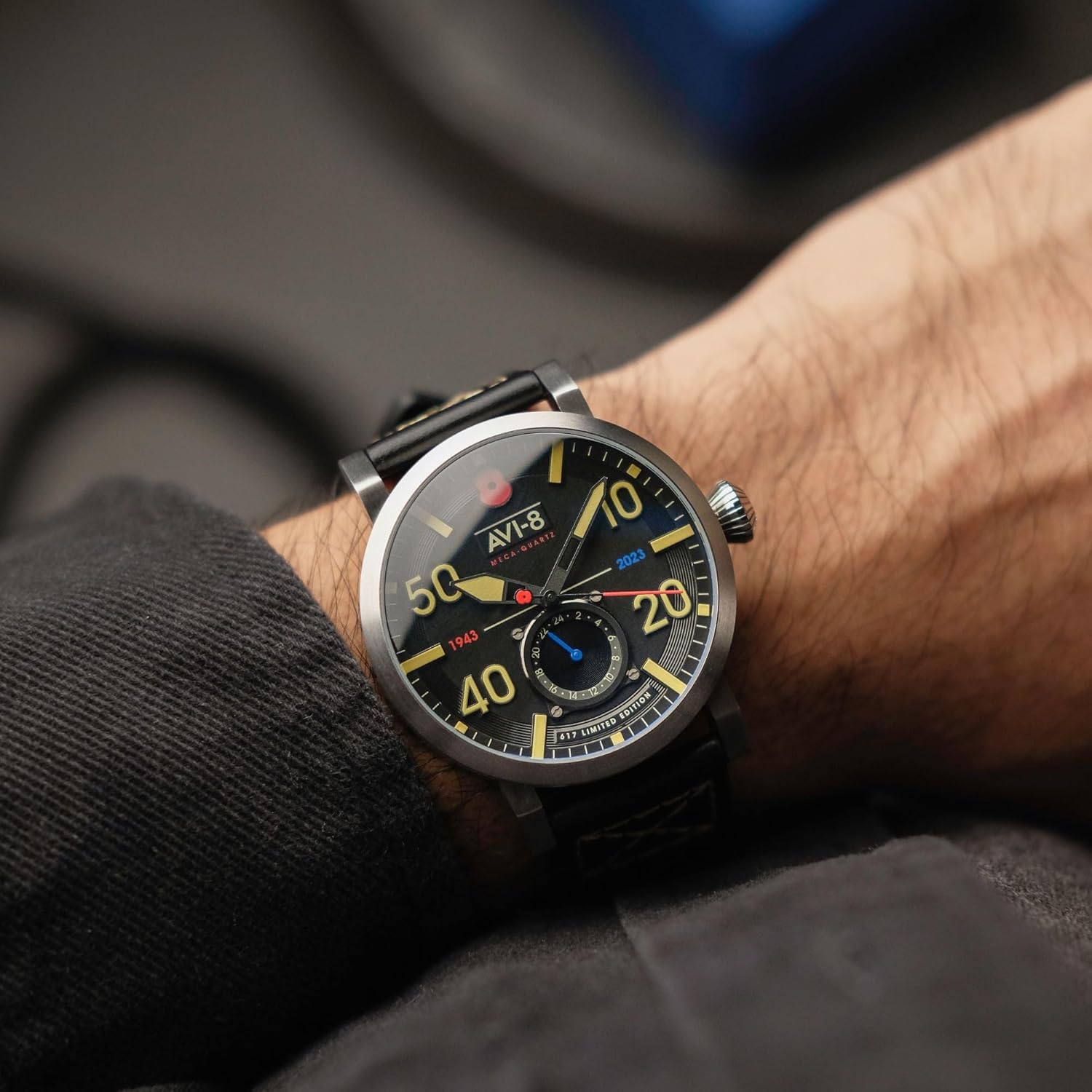 AVI-8 Dambuster watch on a wrist