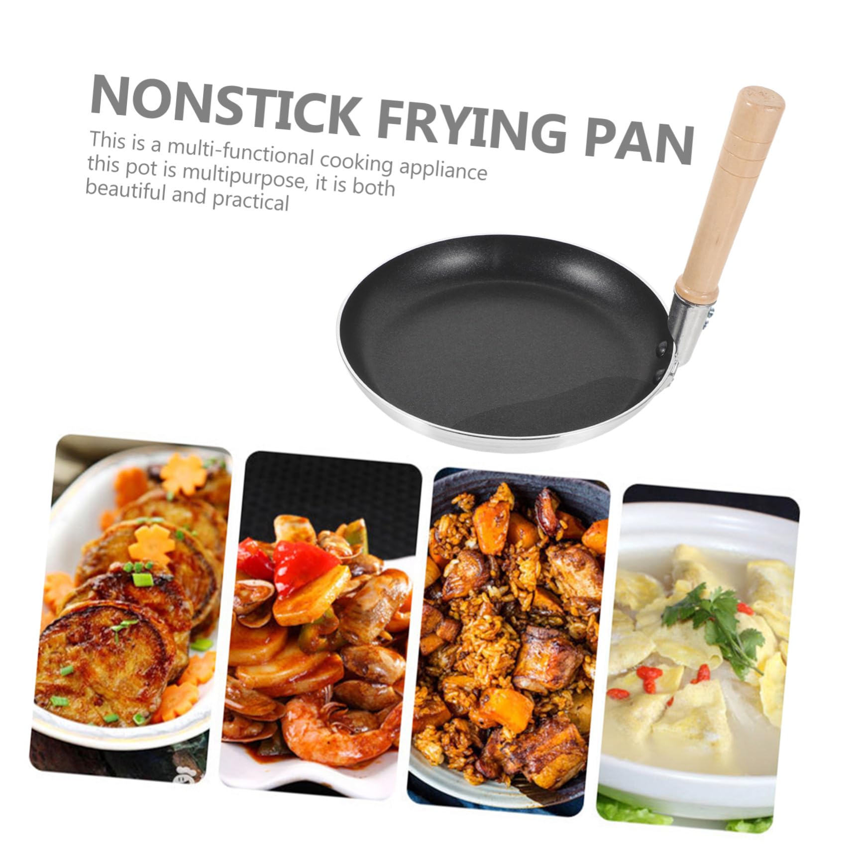 BESPORTBLE Padella Antiaderente Piccola per Uova Manico Verticale in Legno, per Cucina Giapponese e Frittate, Fondo Piatto da 19 CM Resistente al Calore